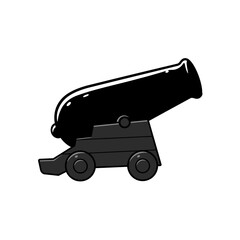 Medieval cannon with cannonball isolated on white background. Vector stock