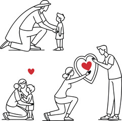 Fototapeta premium couple pushing heart love concept vector art
