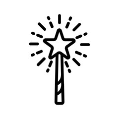 Vector black line icon for Magic wand