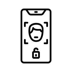 Vector black line icon for Face id