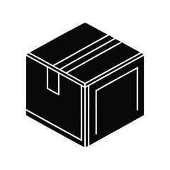 Black Isometric Box with Tape for Shipping and Moving Delivery