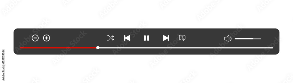Wall mural minimized video player bar or audio player control panel.