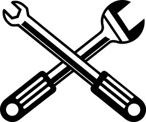 Crossed Hand Tools One Line Illustration