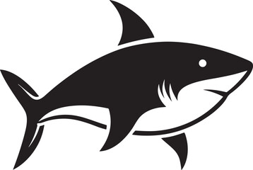 Fototapeta premium black shark silhouette swimming isolated on white background