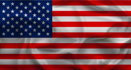Fototapeta premium United States flag with fabric texture. Realistic flag of the USA waving