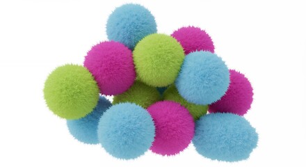 Multicolored decorative pom poms