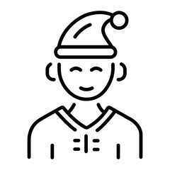 An outline style icon depicting santa hat