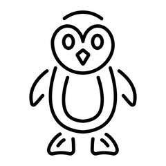 An outline style icon depicting christmas penguin