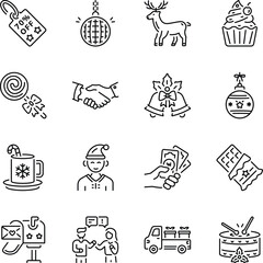 Pack of Christmas Celebration Outline Style icons 

