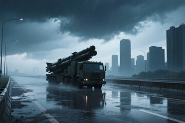 Military Silhouette in the Rain &ndash; Dark and Cinematic