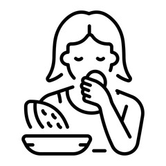 An outline style icon depicting eating