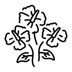 A linear style icon representing hibiscus flowers