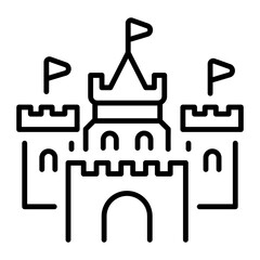 An outline style icon depicting sand castle