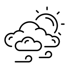 A linear style icon representing partly cloudy