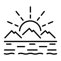 An outline style icon depicting sunset view