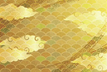 和柄　雲　金　模様　背景