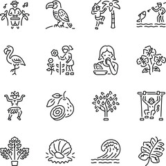 Pack of Tropical Adventure Linear Icons 

