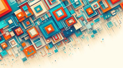 Abstract Geometric Composition: Layered Squares in Vibrant Colors and Design