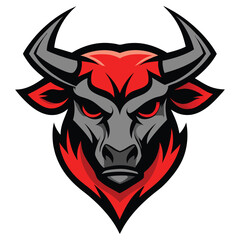 bull head logo  sharp horns  powerful design  whit