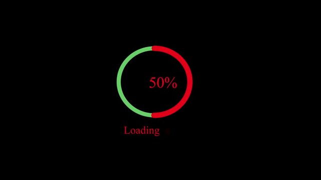 Loading scale. Video animation on black background. Video loading loop .Progress loading bar circle animation 0-100 percent on a cyan color background
