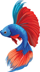 Obraz premium Vibrant betta fish illustration isolated on transparent background, AI Generative