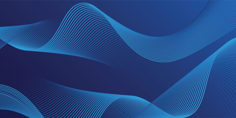 Dark abstract background with glowing wave. Shiny moving lines design element. Modern blue gradient flowing wave lines. Futuristic technology  modern arts