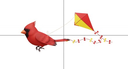 Red cardinal and kite illustration