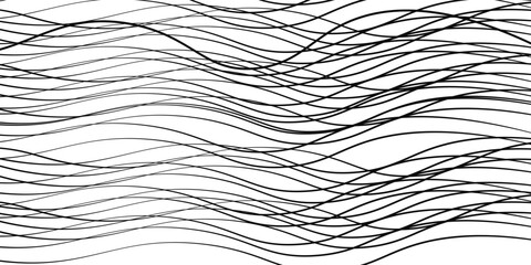 hand draw Curve wave seamless pattern. Thin line wavy abstract vector background. Curve wave seamless pattern. Line art striped graphic modern © VIRAL