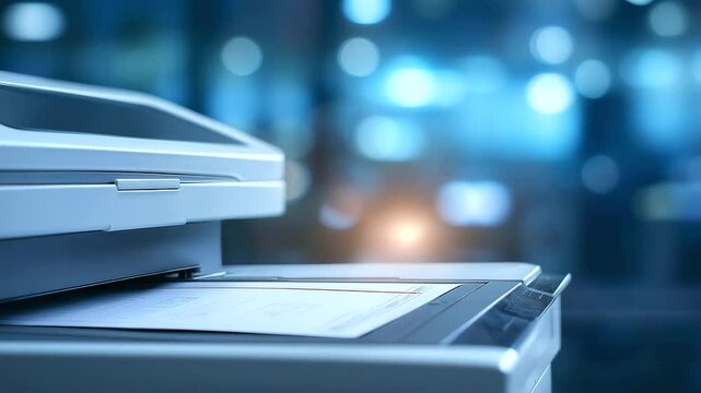 _Office Worker Refilling Paper in a Modern High-Speed Printer