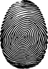 Fingerprint, and finger mark of thumb. Detailed simple thumbprint an evidence of crime. Biometric fingerprint design.