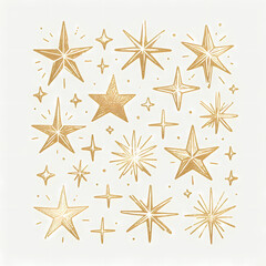 Pastel Gold Hand-Drawn Shimmer Stars