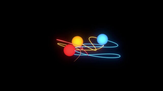 Chaotic three-body orbit gravitational simulation 3D animation can be used in astrophysics explainers and chaos-theory visuals or chaotic system unpredictability