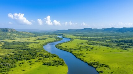 Obraz premium Aerial view of the Cononaco river flowing