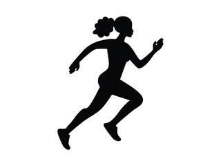 Flat vector silhouette sport jogging style, run for health