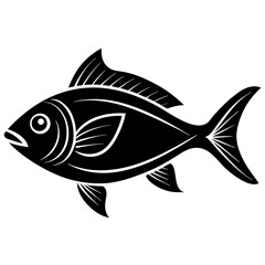 Fototapeta premium Mediterranean Fish Icon | Generative AI Vector & Linocut Silhouette Design
