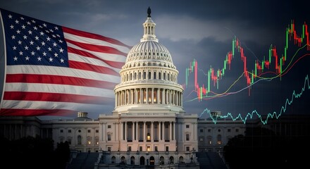 U.S. Capitol Building with Economic Data Overlay
