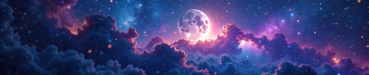 Ethereal Moonlight Bathes a Star-Studded Universe Celestial Dreamscape of Nebulae and Cosmic Dust