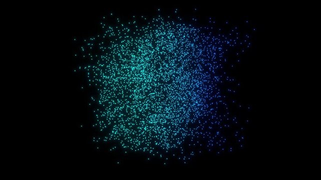 Self-assembling point cloud cube 3D animation can be used in engineering intros and modular-design promos or in data dashboards AI presentations