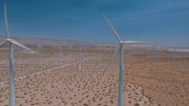 Aerial view of a Wind Farm in the desert near Palm Springs