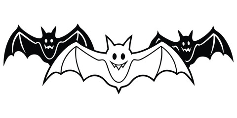 Silhouette Of Halloween Bats Vector Illustration