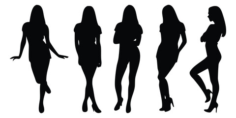 Silhouettes Set Of Beautiful Sexy Women Vector