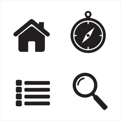 Collection of four essential navigation icons for digital interfaces and applications