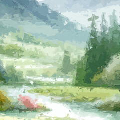 Various oil paintings, flowers, lakes, landscapes, forests, swallows, landscapes, lotus flowers, lotus leaves, swans, tulips