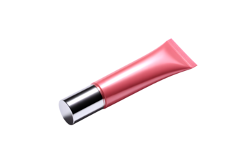 Sleek Pink Lip Gloss, Shimmering Elegance with Metallic Cap, isolated on transparent background. PNG file, cut out