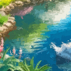 Various oil paintings, flowers, lakes, landscapes, forests, swallows, landscapes, lotus flowers, lotus leaves, swans, tulips