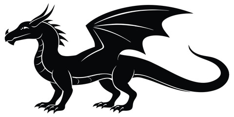 Dragon Icon Silhouette Vector With White Background
