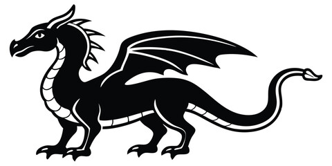Dragon Icon Silhouette Vector With White Background