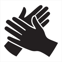 Obraz premium Simple black silhouette of two hands clapping together on a white background