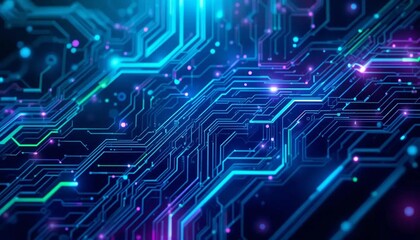 Blue digital background image, electronic board, circuitry, technology, future, computer, light, line, banner texture advertising poster