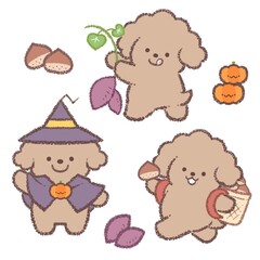 秋のイベントとトイプードルバリエーションセット